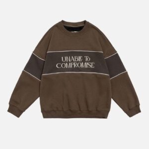 Textured Lettered Patchwork Sweatshirt